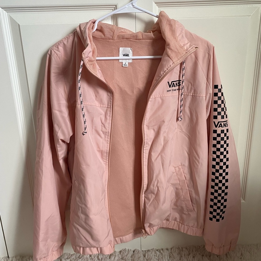 pink retro vans jacket, size small, barely worn
